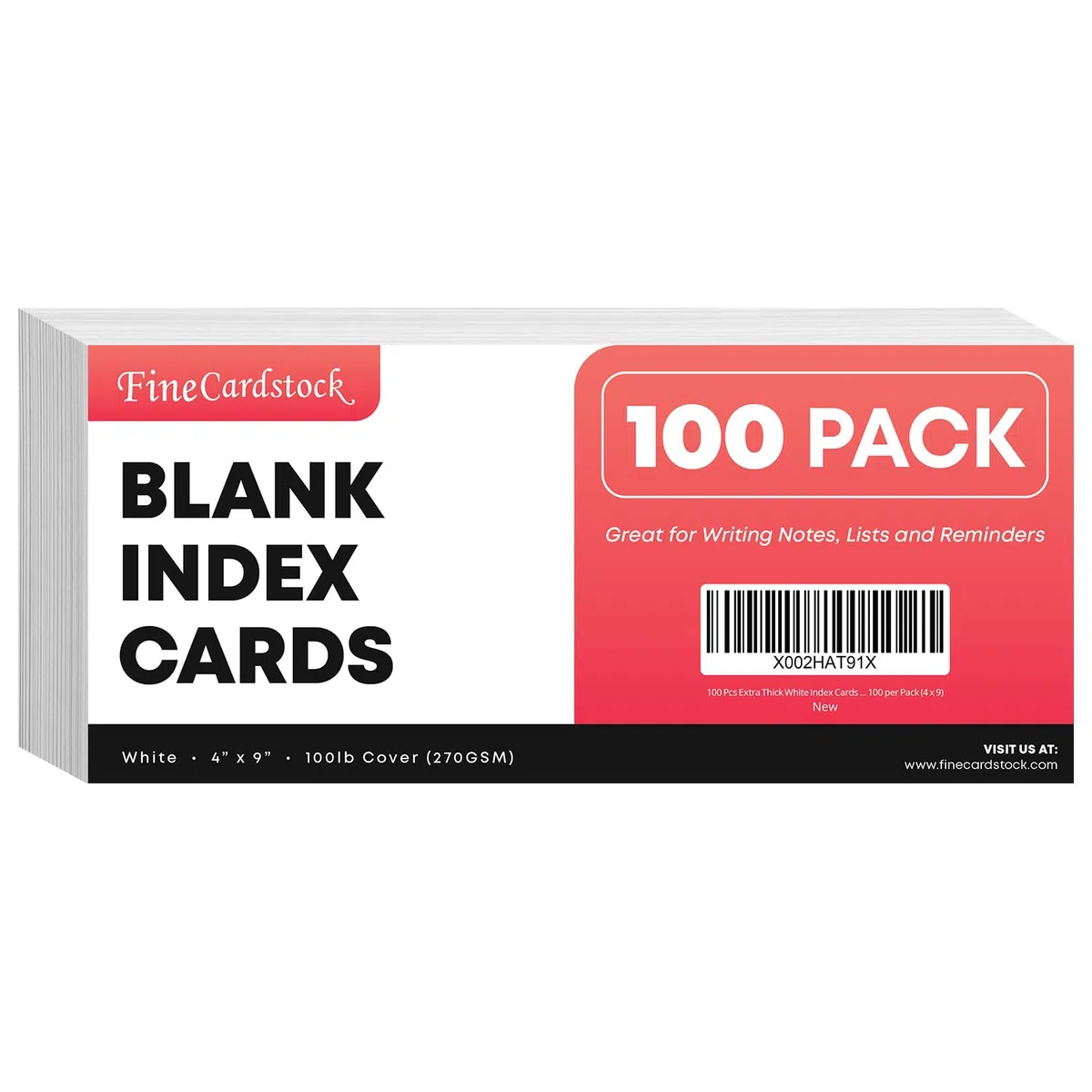 Tarjetas de índice gruesas y pesadas en blanco de 14 puntos – 100 por paquete