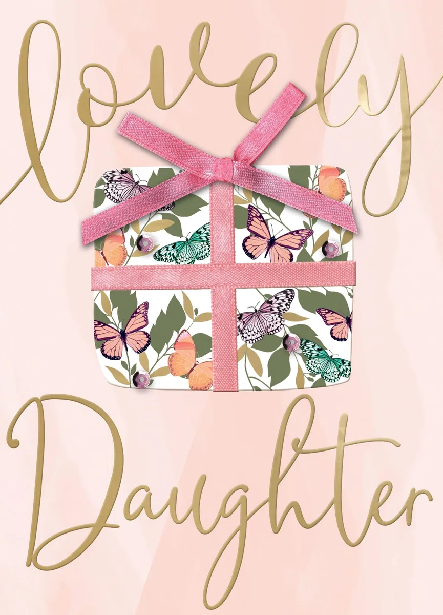 JT248 - Tarjeta de felicitación de cumpleaños para hija, diseño de mariposas